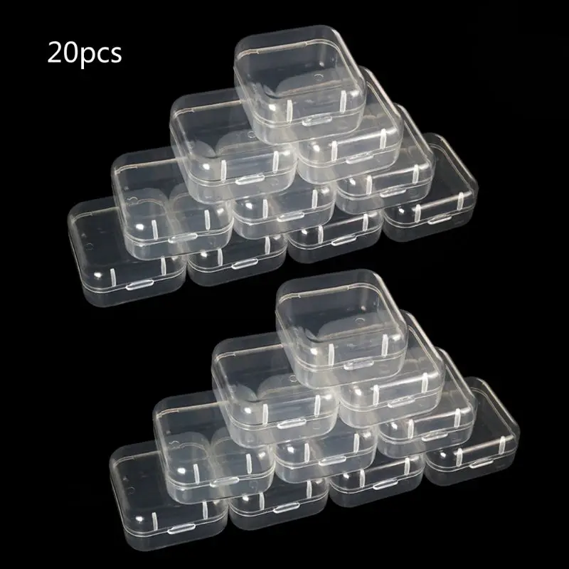 

20Pcs Square Mini Clear Plastic Storage Containers Box with Lids for Small Items
