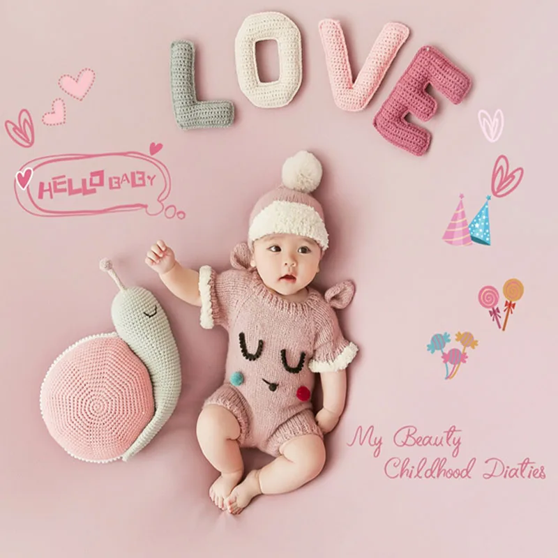 

Tiny Baby Girl Birthday Picture Photo Shoot Wool Outfits Clothes Infant Girl Photography Props bebe Fotografia Accessories