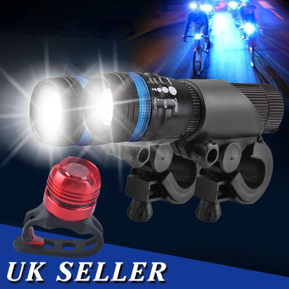 Rear Lamp AU 2 pcs CREE Q5 LED Bike Bicycle Cycle Zoomable Torch Front Lights 