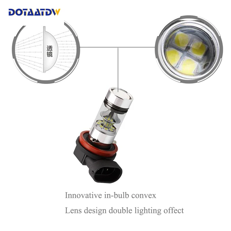Dotaatdw 2 шт. H11 H8 светодиодный туман светильник лампы 9005 HB3 HB4 9006 Автомобильные дневные ходовые огни Авто дневные ходовые огни дальнего света 12V 24V 6000K белый