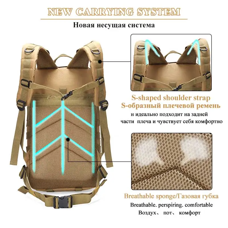  35L Outdoor Tactical Military Climbing Army Backpack Foldable Bag Camping Hiking Backpack Travel Wa