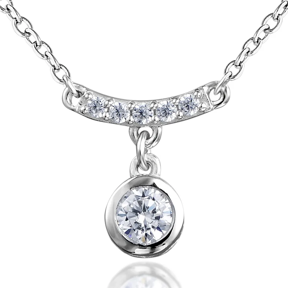 

DORMITH free shipping women 925 sterling silver AAA white zirconia fashion 2.85 carat round Pendant Necklaces Jewelry
