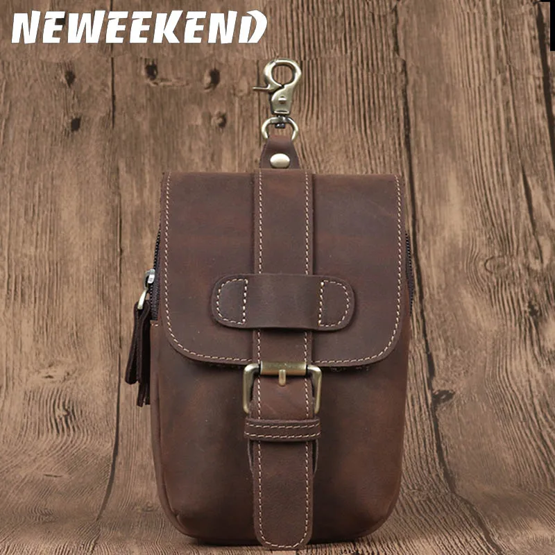 

Crazy Horse Leather Multifunction Casual Daily Fashion Small Messenger One Shoulder Bag Designer Waist Belt Bag Phone Pouch M830