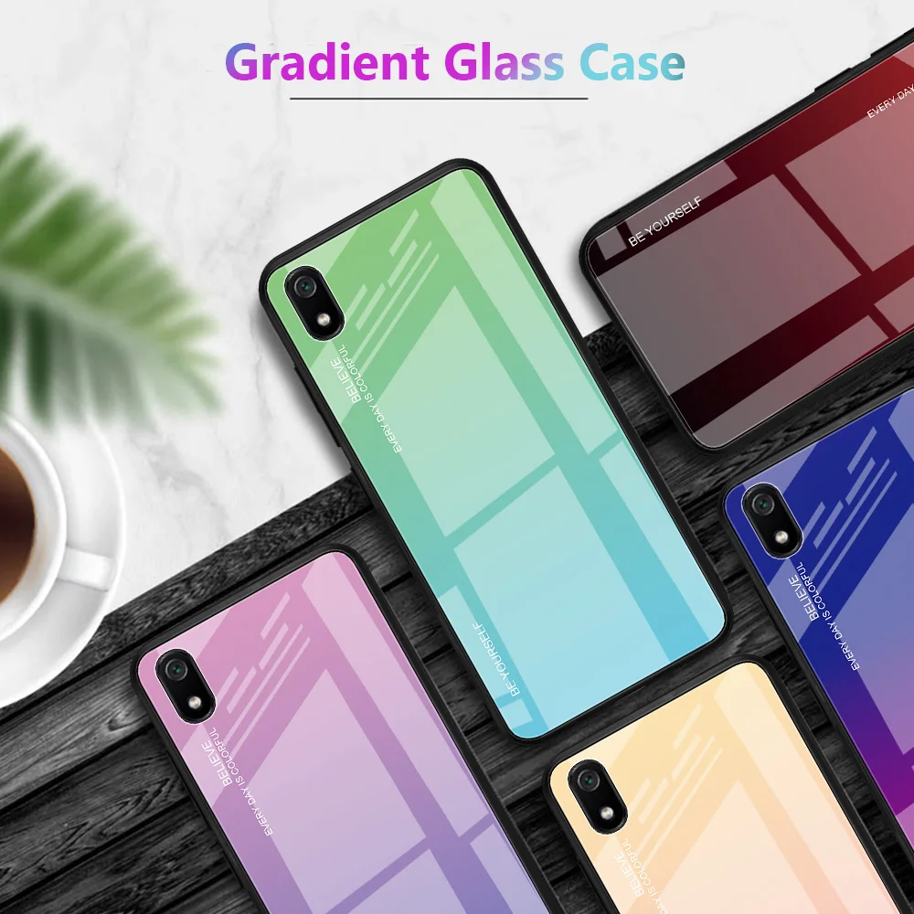 

For Xiaomi Redmi Go 7A 6A Pro 5 Plus Mi A2 Lite Gradient Tempered Glass Phone Case For Xiomi Go 7 6 A Pro Glass Cover Shell