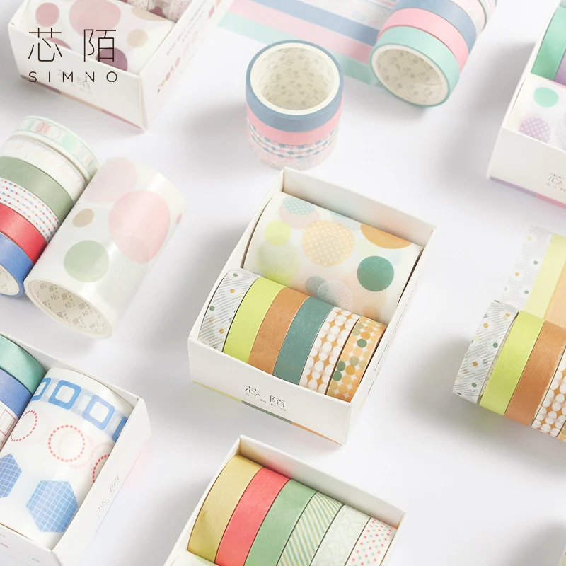 

7pcs Basic decoration color washi tape set 10mm 60mm dots masking tapes Date marker label sticker scrapbooking Stationery F479