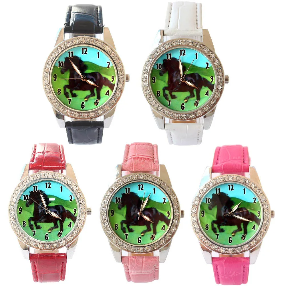 Популярный смешанный бренд, 10 шт., черные часы с изображениями животных, кварцевые наручные часы с кристаллами, подарок L18T,, недорогие часы с мультфильмами