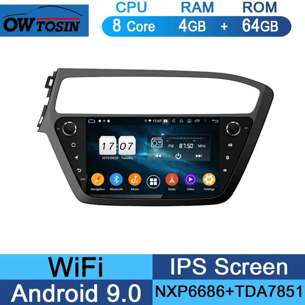 " ips 8Core 4+ 64G Android 9,0 автомобильный мультимедийный плеер для hyundai i20 LHD gps Радио DSP CarPlay Parrot BT - Цвет: 64G