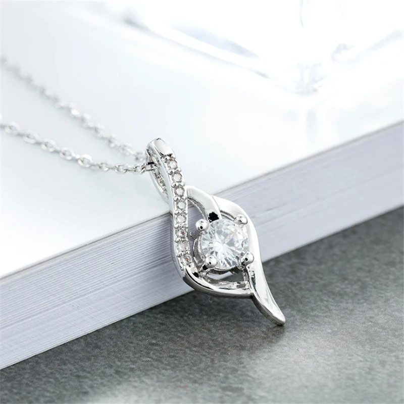 

Trendy hot sale water drop geometric 925 sterling sliver necklaces neck pendant wedding engagement crystal luxury jewelry KL1096