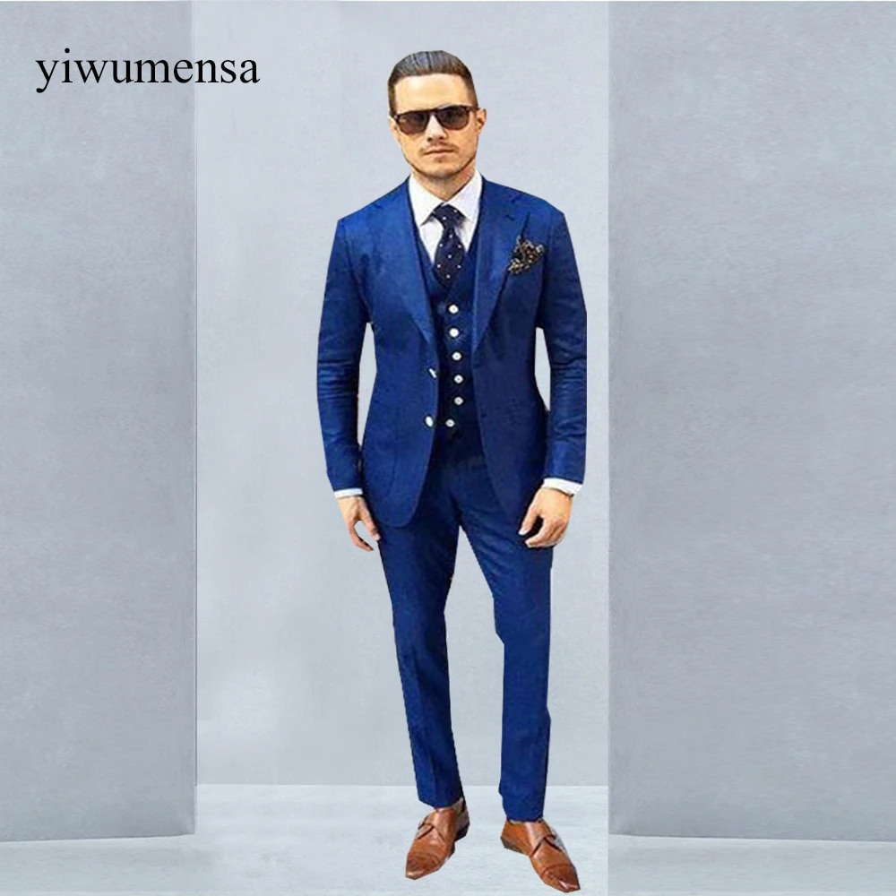 2022 Latest Coat Pant Designs Royal blue  Men  Suit Prom 