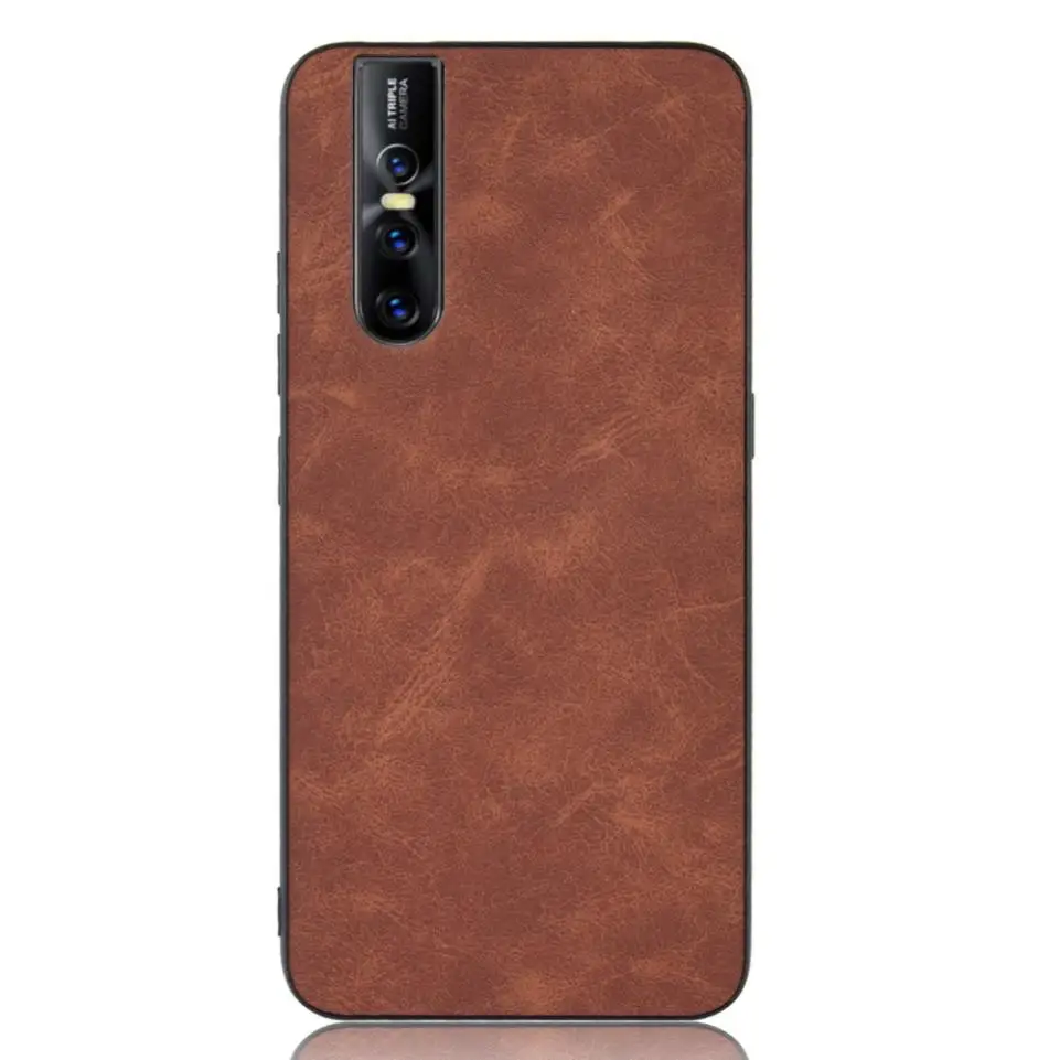 For vivo V15 Pro Case Fashion Splice Double Color Hybrid PC TPU PU Leather Phone Case Slim Back Cover Soft Edge Hard Shell