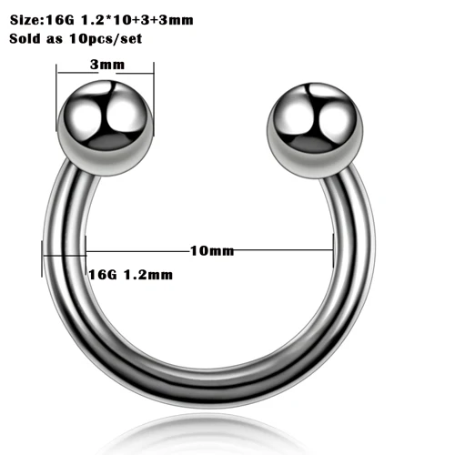 10 шт./компл. сталь козелка пирсинг спирали Нос Кольца для пирсинга перегородки носа пирсинг промышленного пирсинг штангой пирсинг ювелирные изделия для пирсинга - Окраска металла: Style 16