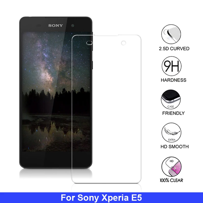 2Pcs E 5 Screen Protector 9H Anti-Explosion Tempered Glass For Sony Xperia E5 F3311 F3313 LTE Protective Film Pelicula De Vidro | Мобильные