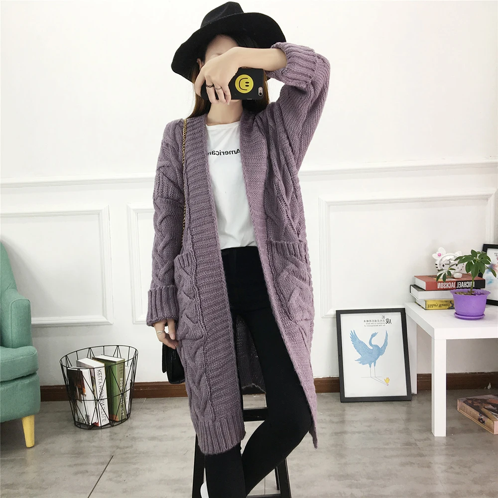 Women Long Cardigans Autumn Winter Open Stitch Knitting Loose Sweater Oversized Cardigans big pockets Cardigan Fall Jacket Coat