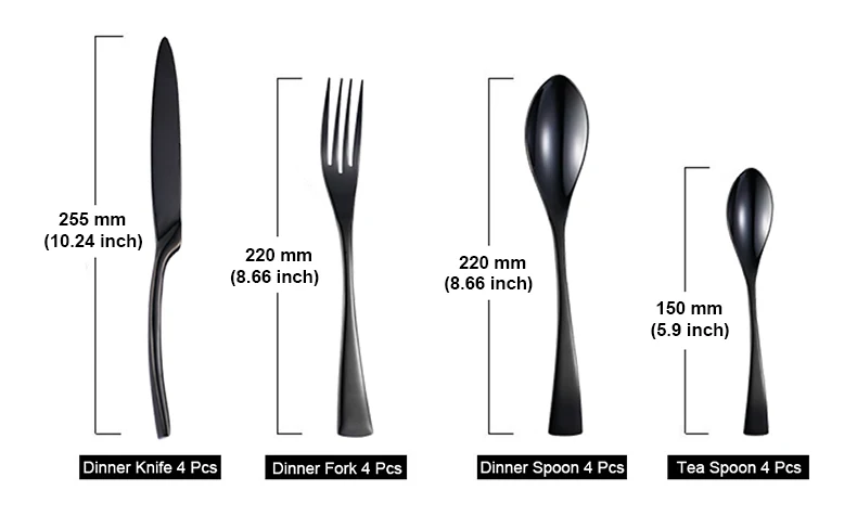 Lemeya 16 шт./компл. из нержавеющей стали черный золотой набор столовых приборов посуда набор серебряных приборов нож и вилка прямая
