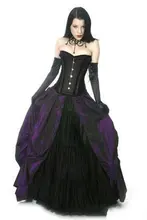 Purple and Black Wedding Dresses Corset Gothic Bridal Gown with Ruffle Skirt Traditional Wedding Dress Halloween Cheap