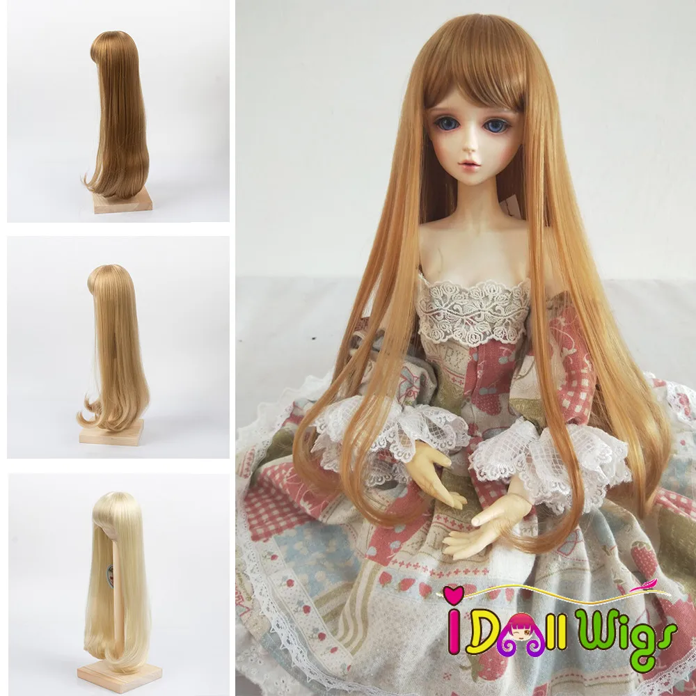 

1/3 BJD Soft Hair Wigs Heat Resistant Wire Long Curly Khaki Wig for Dolls