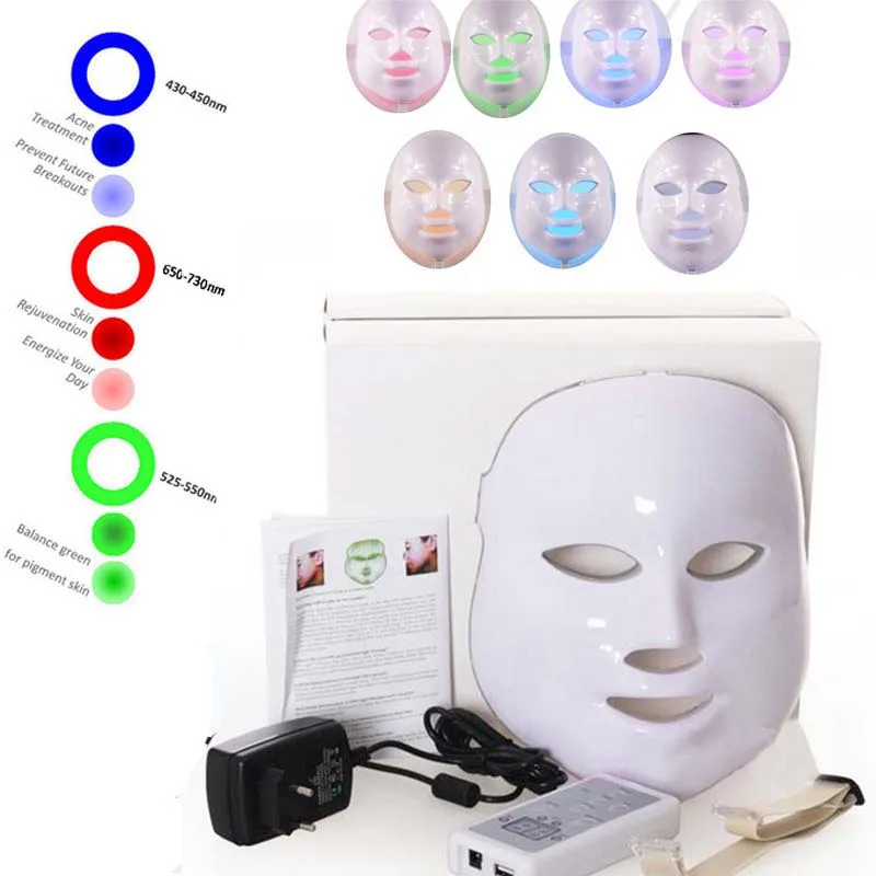 7 Colors LED Light PDT Photon LED Facial Mask Therapy Skin Rejuvenation