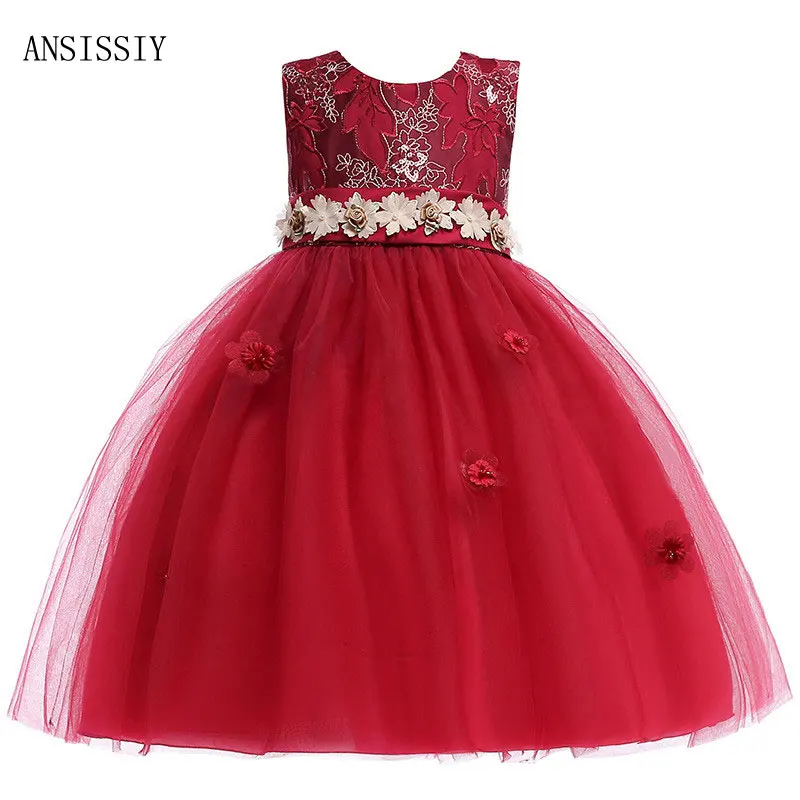 

European Style Flower Girl Dresses Wedding Flower Jacquard Real Party Pageant Communion Dress Little Girls Kids Vestido Wedding
