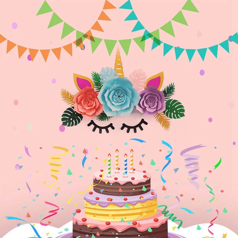 Diy Unicorn Theme Party Sets Artificial Rose Flowers Birthday