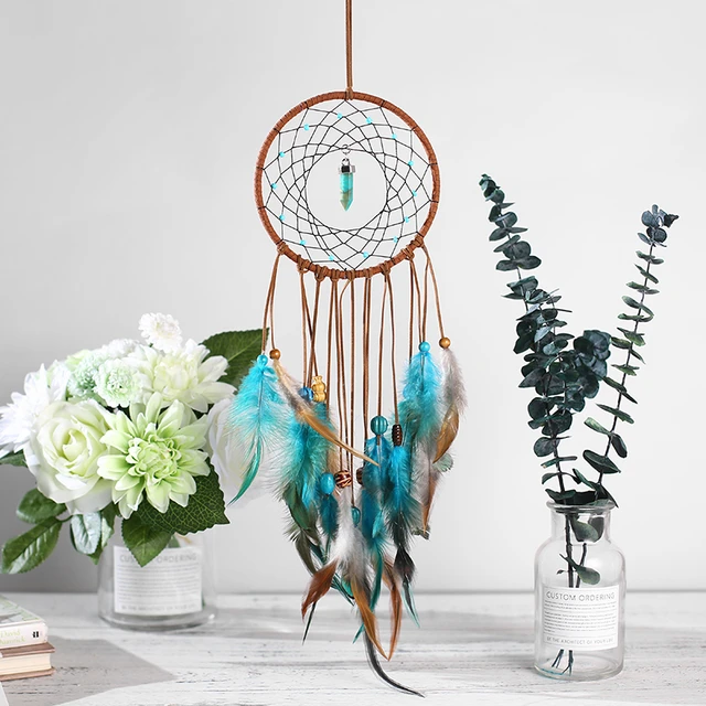 Natural Feathers Dream Catcher  Dream Catcher Natural Stone - Wind Chimes  & Hanging Decorations - Aliexpress