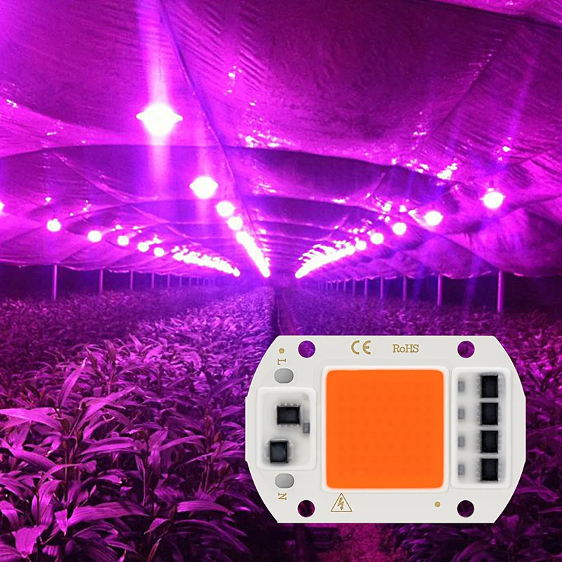 Светодиодный COB чип, лампа для выращивания, полный спектр, 20 Вт, 30 Вт, 50 Вт, Фито, светильник для выращивания растений, переменный ток, 220 В, лампа для зеленого дома, растений, цветов, рассады
