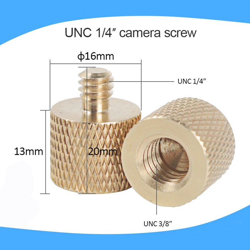 10pcs Gold Color 3/8" Female to 1/4" Male Tripod Thread Screw Adapter