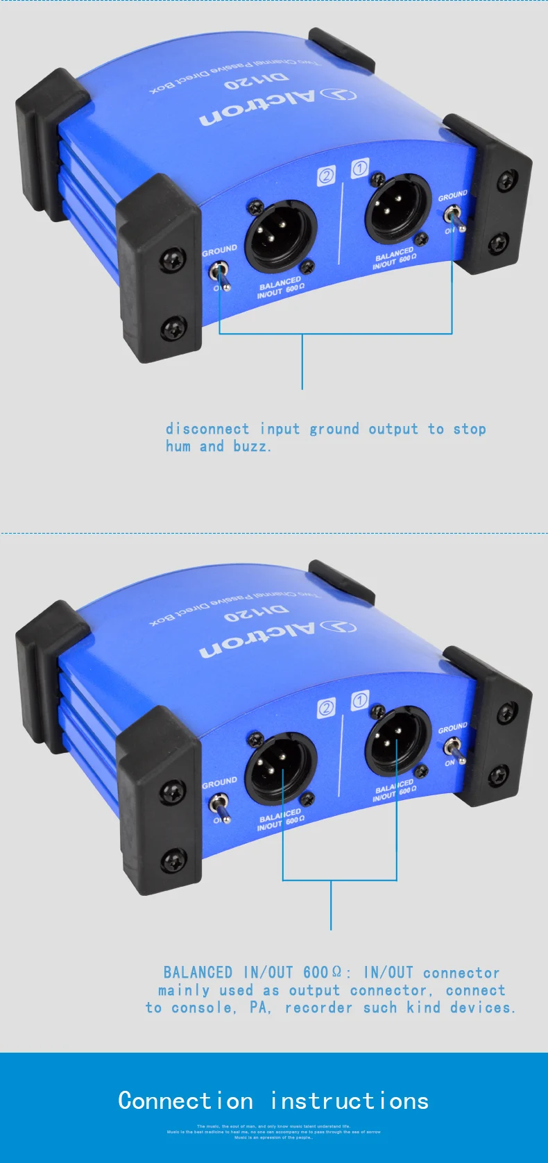 Alctron DI-120 DI Прямая Коробка Новое поступление пассивный стерео DI Прямая Коробка 2 канала Alctron DI120