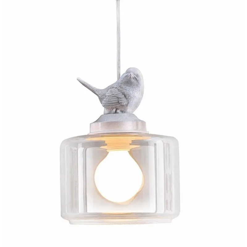 

Transparent Glass White Bird Pendant Lights Cord For Restaurant Coffee Bar Hallway Lighting Fixtures Suspension PL350