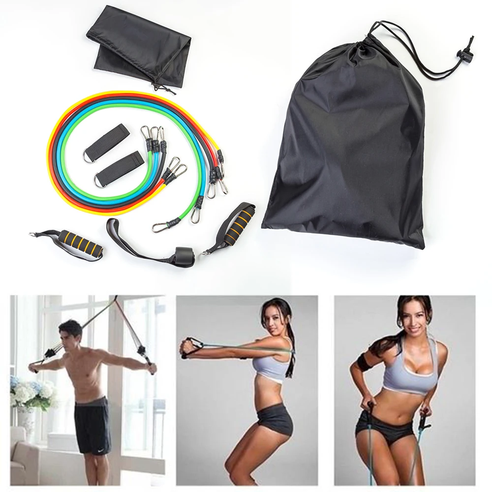 

11 Pcs Resistance Bands Set Expander Tubes Rubber Elastic Band Stretch Training Physical Therapy Home Gym Workout Pull Rope Set