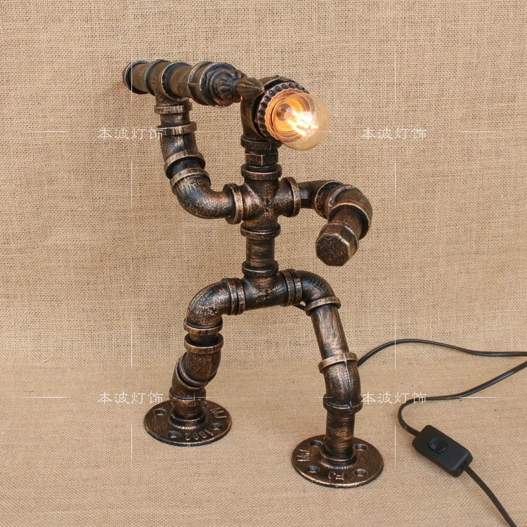 Water pipes industrial retro table lights for study bed ornament