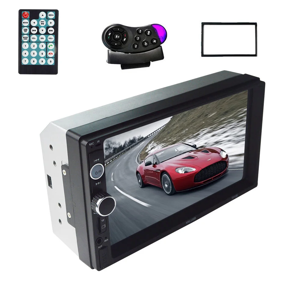 Автомагнитола, автомобильное радио, Кош-плеер, зеркальное соединение, Авторадио 2 din 7 дюймов, сенсорный ЖК-экран, Bluetooth, Авто аудио камера заднего вида - Цвет: remote and frame