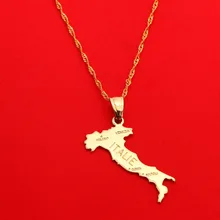 Cadena con colgante de mapa italiano, joyería italiana para mujer, niña, joyería de Color dorado, mapa italiano de Italia, joyería