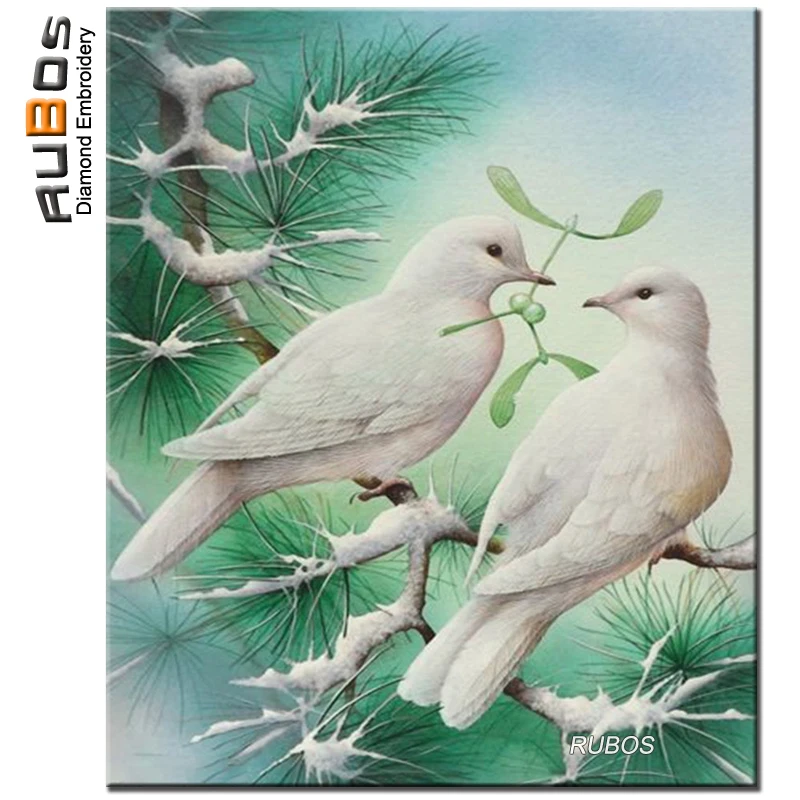 RUBOS white Dove pigeon DIY 5D diamond mosaic sale diamond embroidery pattern diamond painting from crystal full Rhinestone gift (1)
