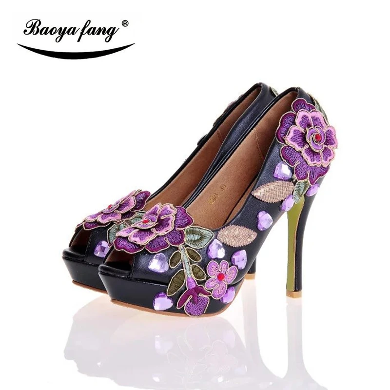 purple flower heels