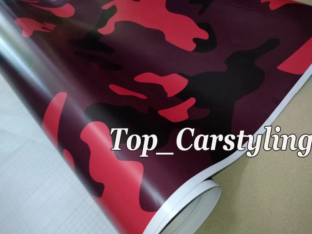 large red black camouflage car wrapping film with air bubble free (2)