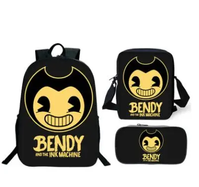 3 шт./компл. школьная сумка Bendy и чернила машины; Детский рюкзак с притом по Комбинации книжная сумка для мальчиков и девочек Школьный рюкзак ежедневно Mochila - Цвет: photo color