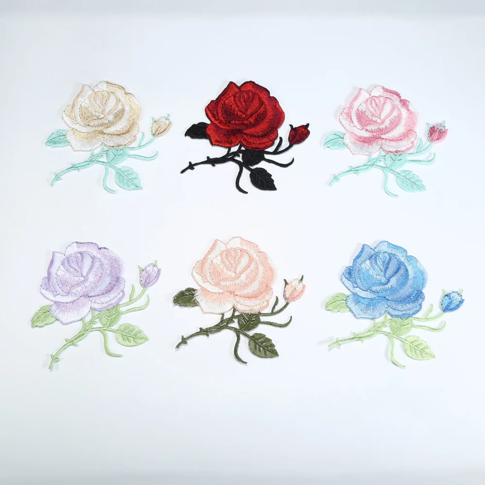 

2pcs DIY Embroidered Patches Stereo rose pattern Clothes Embroidered Patches Kids Clothing Felt Shapes Applique Fabric