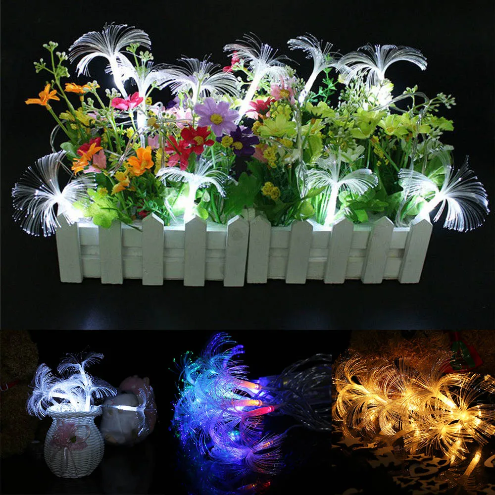 

1PC New Charming 2.5M 10LED Fiber Optic Trumpet Flower LED String Light For New Year Xmas Wedding Party Decor