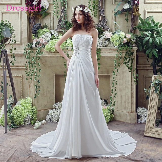 Boho Vestido De Noiva 2019 Beach Wedding Dresses A Line Strapless