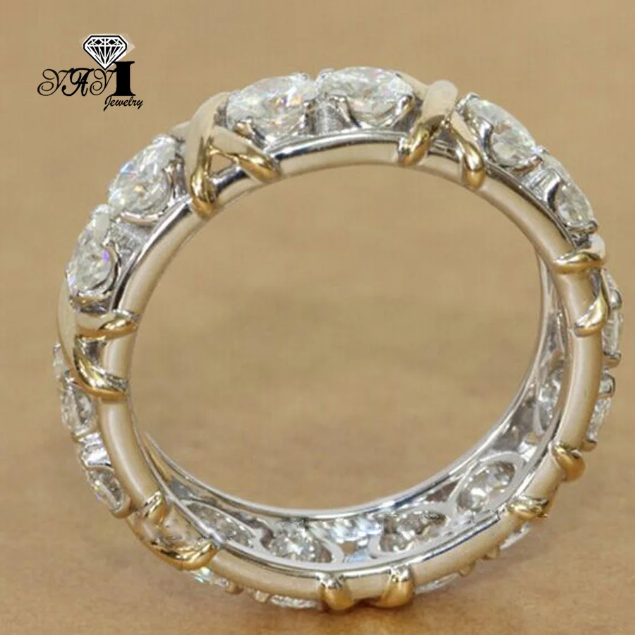 Moissanite ring YaYI Jewelry Princess Cut 3.2 CT White Moissanite Zircon Gold Silver Color Engagement Wedding Party Gift Rings