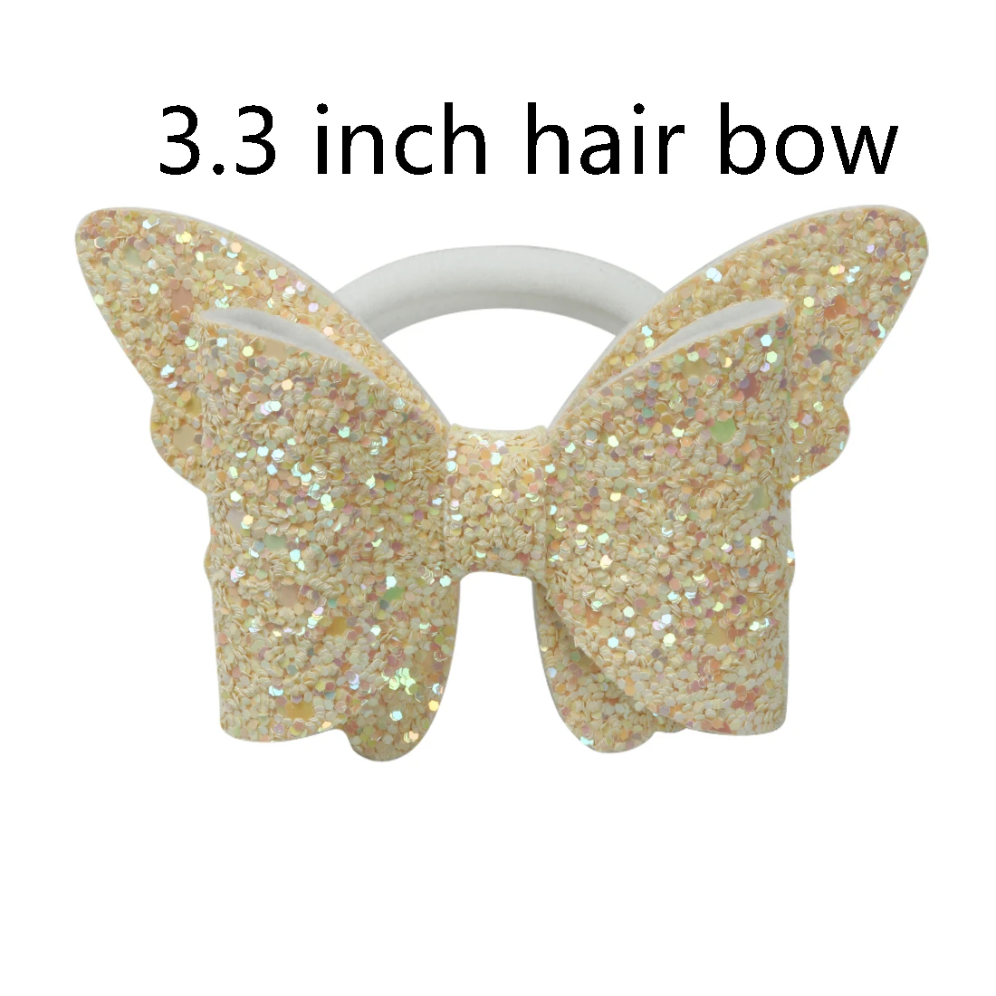 1 PC Child Hair Bow Tie Elastic Hair Band Glitter Hairbow Rope Rainbow Sequin Sparkly 3 Inch Bows Mermaid Girls Sweet Headwear - Цвет: butterfly-4