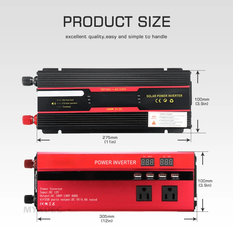 US $50.37 Lcd Display 2000w Vehicle Car Power Inverter Converter Dc 12v To Ac 220v Usb Adapter Portable Voltage Transformer Car Chargers