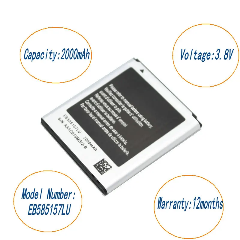 ISkyamS 10 шт./лот 2000 мАч EB585157LU Замена Батарея для samsung Galaxy Beam i8530 i8550 i8558 i8552 i869 i437 G3589 Win