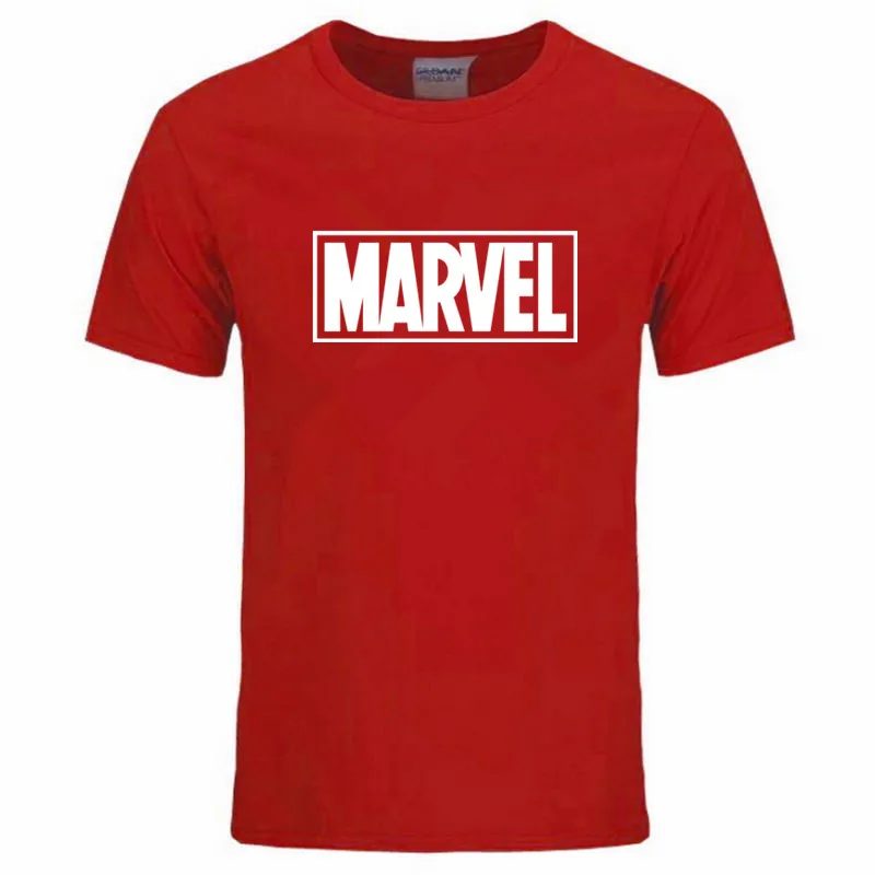 Новая модная футболка Marvel с коротким рукавом, мужской принт супергероев, футболка с круглым вырезом, комическая футболка с надпись Marvel, топы, Мужская одежда, футболка - Цвет: Red and white