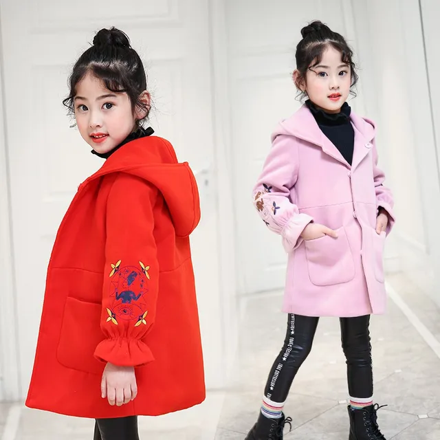 Children Wool Coats 2019 New Autumn Girls Hooded Clothing Baby Kids