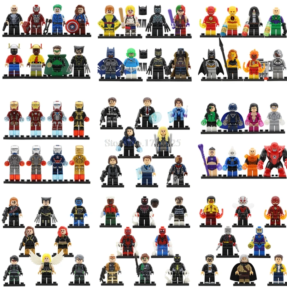 

8pcs Super Hero Iron Man Black Panther Batman the Flash Figure Set Ego Building Blocks brick PG XH Toys