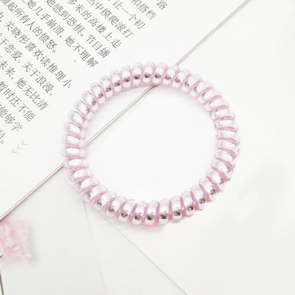 light pink 1 шт. Блестящий Многоцветный телефонный шнур для волос резинка для волос хвост Женские аксессуары для волос для взрослых людей - Цвет: light pink