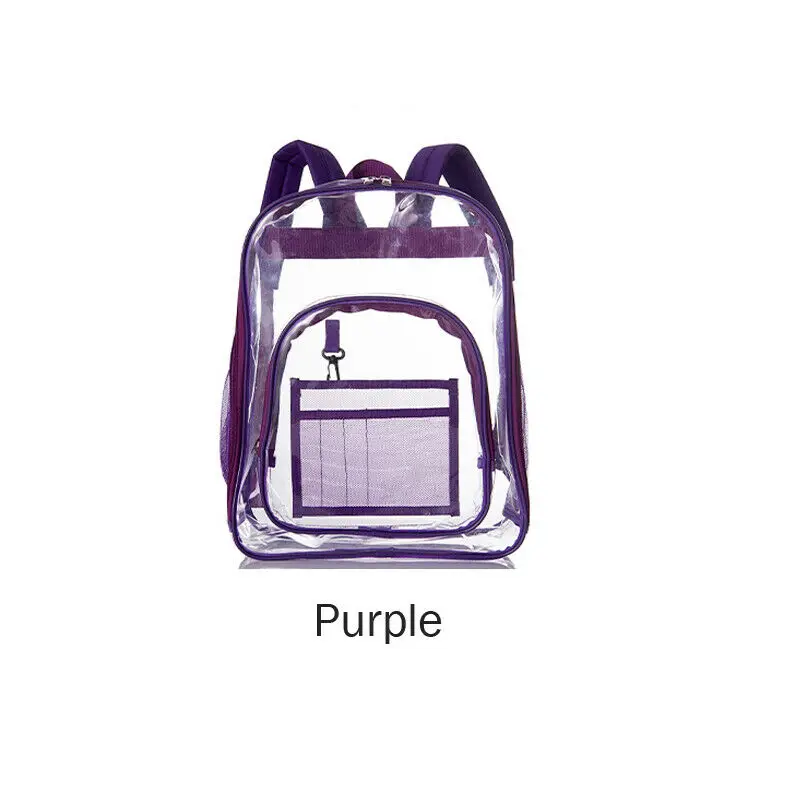 New Women Girl Student School Bag Large Capacity Transparent Clear Backpack Bag School Office Travel Hanging Out Bag - Цвет: Фиолетовый