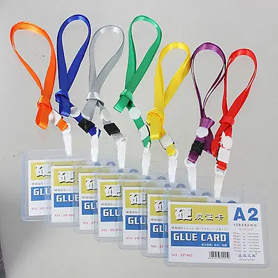 

1Pcs Case Clear and Color Border Lanyard Holes Bank Credit Card Holders ID Badge Holders Accessories