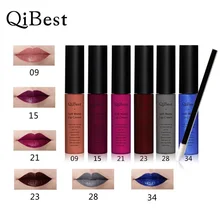 Qibest стойкий блеск для губ, водостойкий набор для макияжа, 12 цветов, блеск для губ+ 12 кистей для губ, матовый блеск, разноцветный